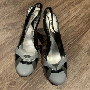 Grey and Black Strap Heels